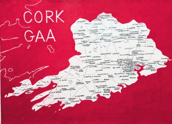 Map of County Cork  | GAA clubs version, 30 x 40cm acrylic ink