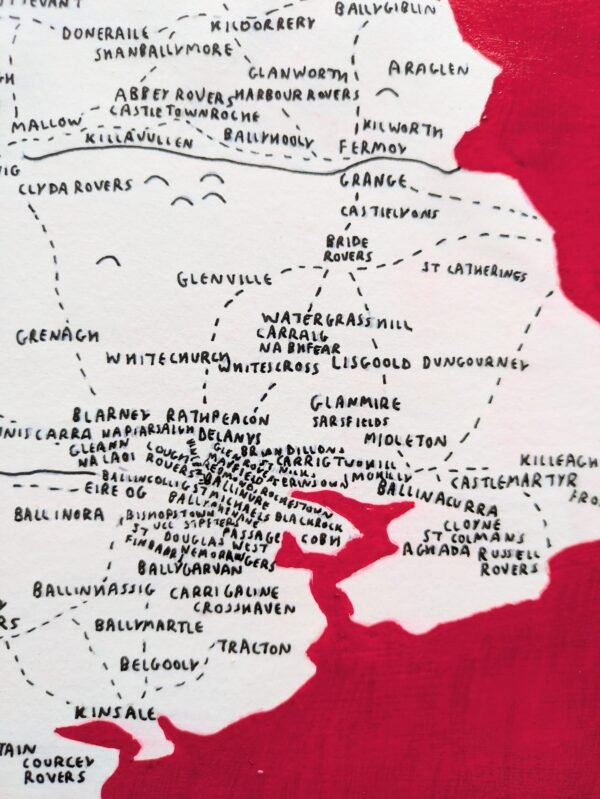 Map of County Cork  | GAA clubs version, 30 x 40cm acrylic ink - Image 2