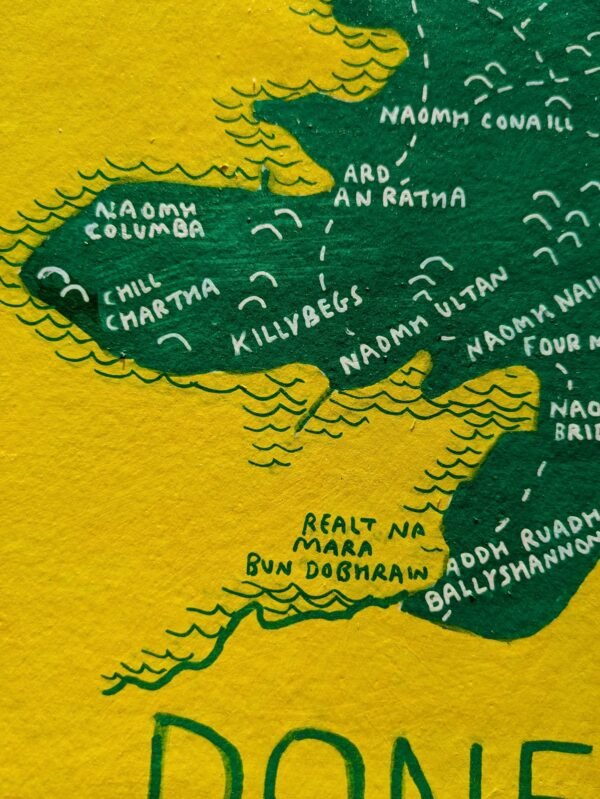 Donegal Ireland map | GAA clubs version, 30 x 30cm acrylic ink - Image 2