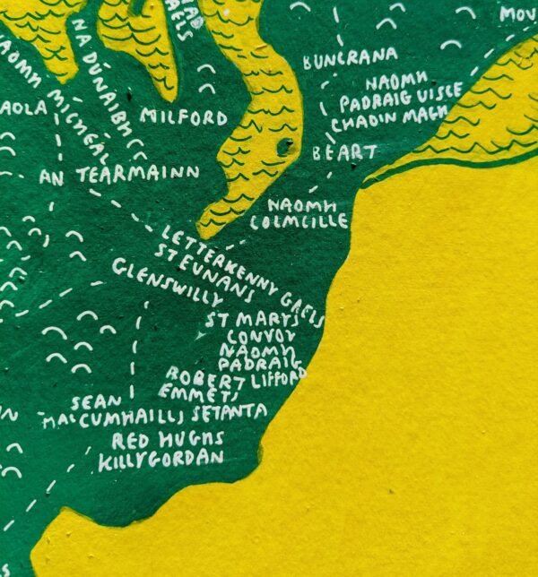 Donegal Ireland map | GAA clubs version, 30 x 30cm acrylic ink - Image 3