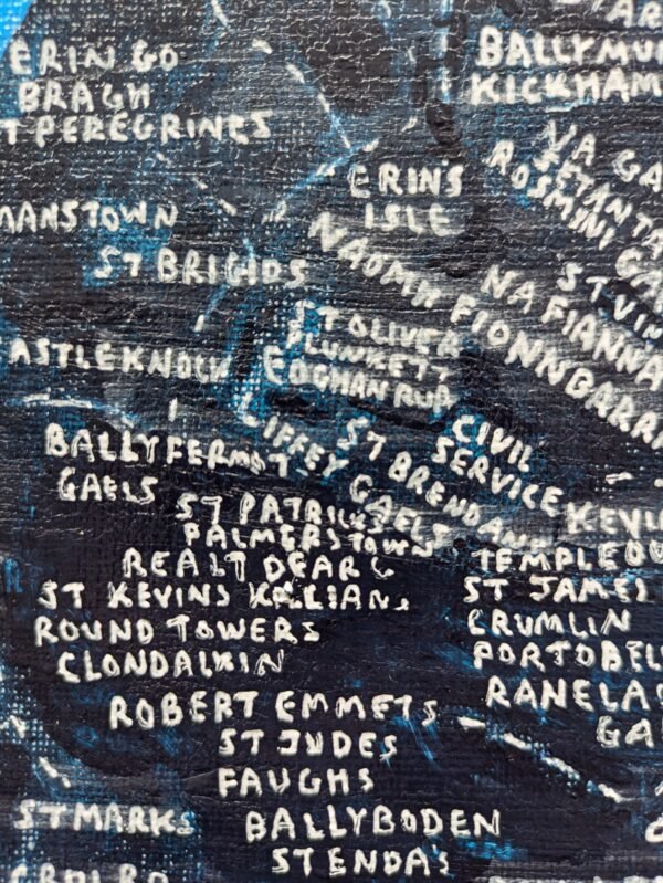 Dublin County map | GAA clubs version, 30cm x 40cm acrylic paintnig - Image 3