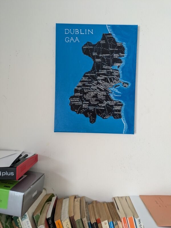 Dublin County map | GAA clubs version, 30cm x 40cm acrylic paintnig - Image 2