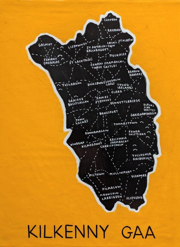 County Kilkenny map | GAA clubs version, 40 x 30cm acrylic painting