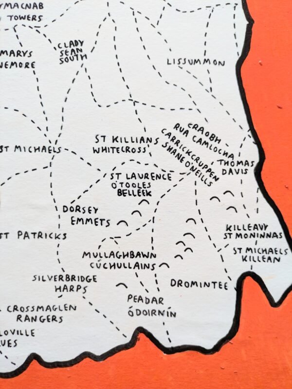 Map of Armagh | GAA clubs version, 30 x 40cm acrylic ink - Image 3