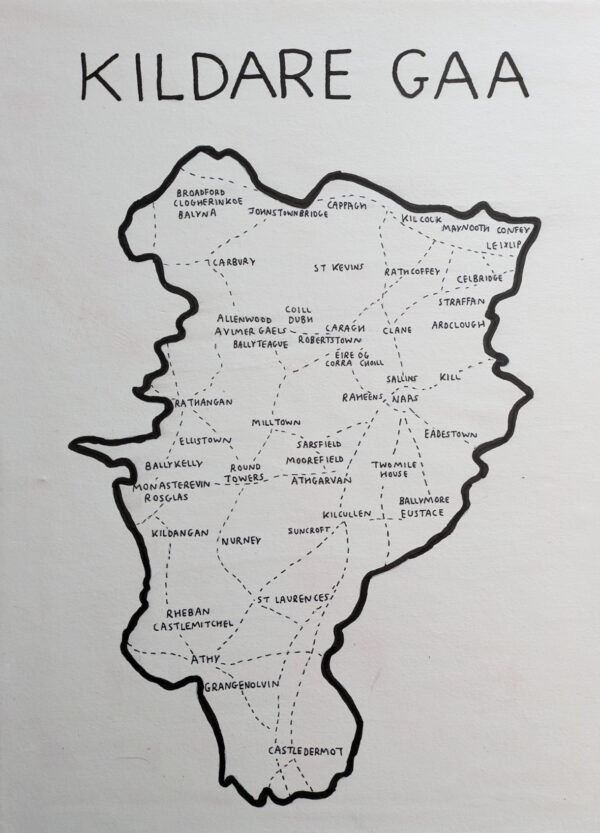 Map of Kildare | GAA clubs version, 30 x 40cm acrylic ink