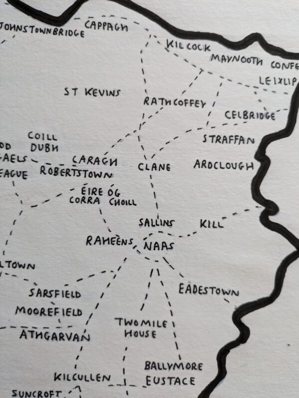 Map of Kildare | GAA clubs version, 30 x 40cm acrylic ink - Image 3