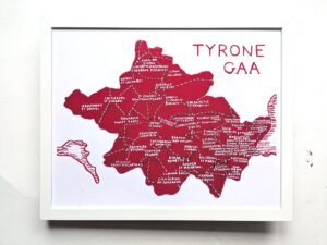Map of County Tyrone | GAA club version, 10in x 8in print.