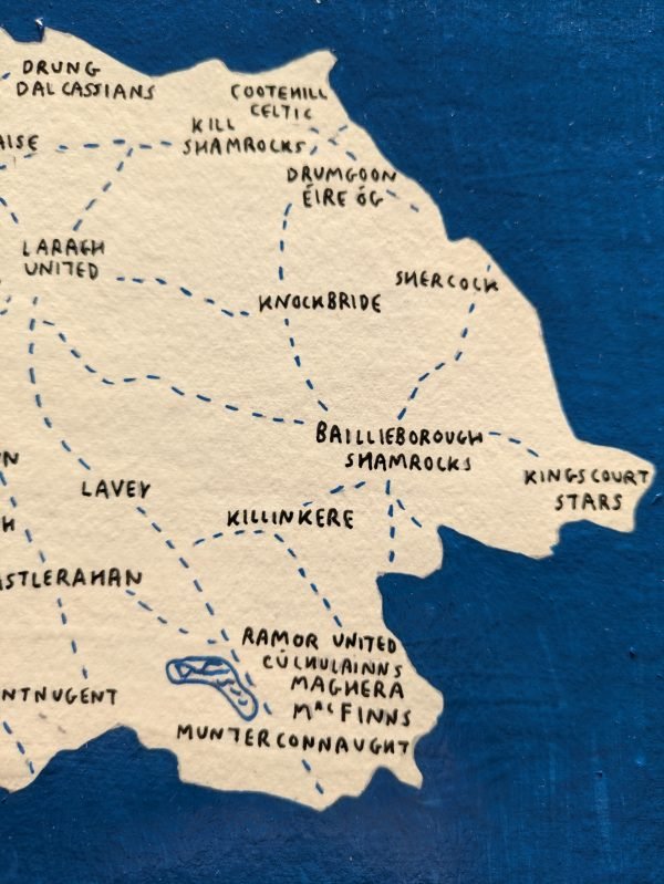 County Cavan Ireland map | GAA clubs version, 14 x 11in acrylic ink - Image 3