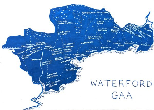 County Waterford map | GAA clubs version, 40cm x 30cm canvas