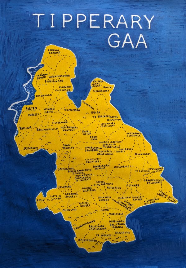 Map of Tipperary | GAA clubs version, 40 x 30cm acrylic ink