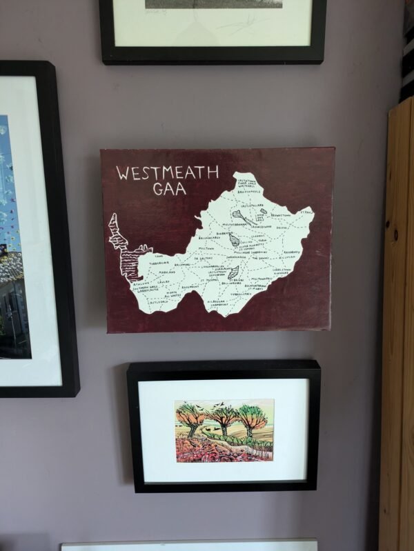 Map of Westmeath | GAA club version, 14 x 11in acrylic ink - Image 3