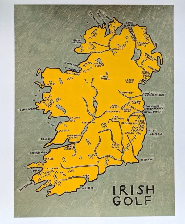 Map of Ireland Golf Courses | 10in x 8in print