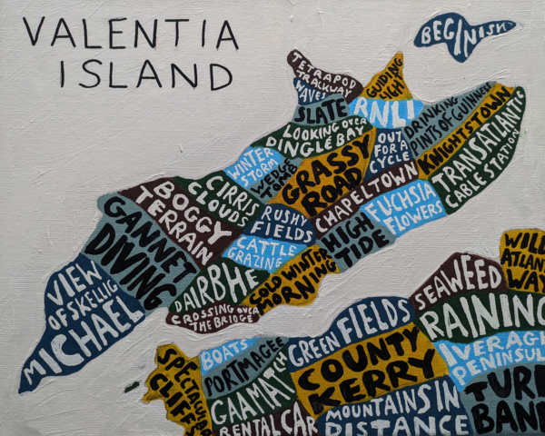 Valentia Island Map | 11in x 14in stretched canvas