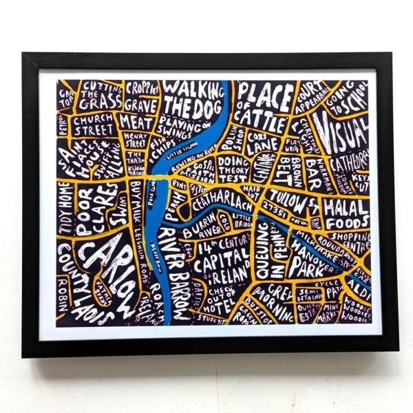 Carlow Town map, 10 x 8in print
