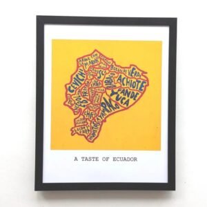 Ecuador map of traditional food and drink, 8in x 10in map print
