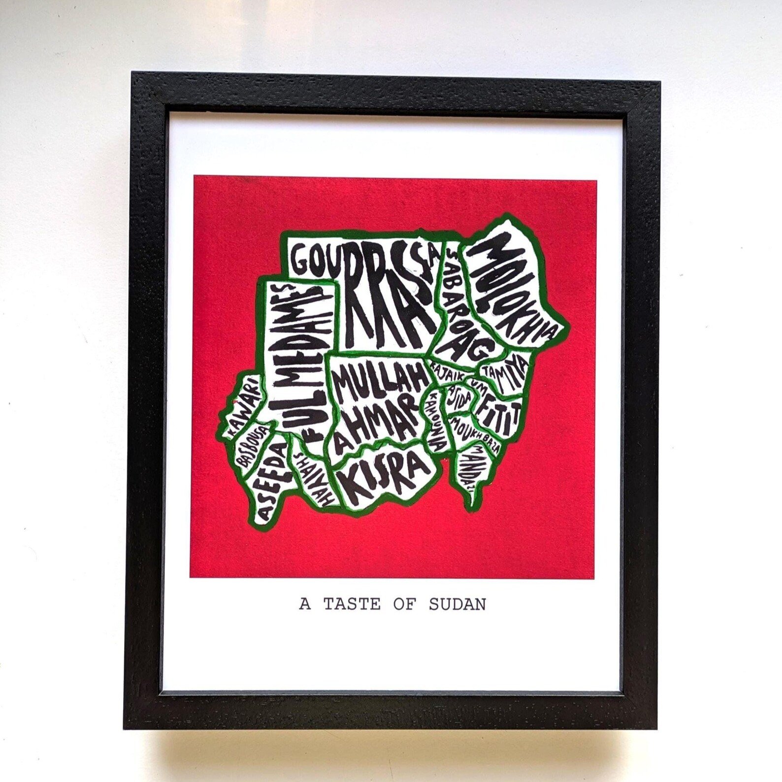 Sudan map of food, 8in x 10in print