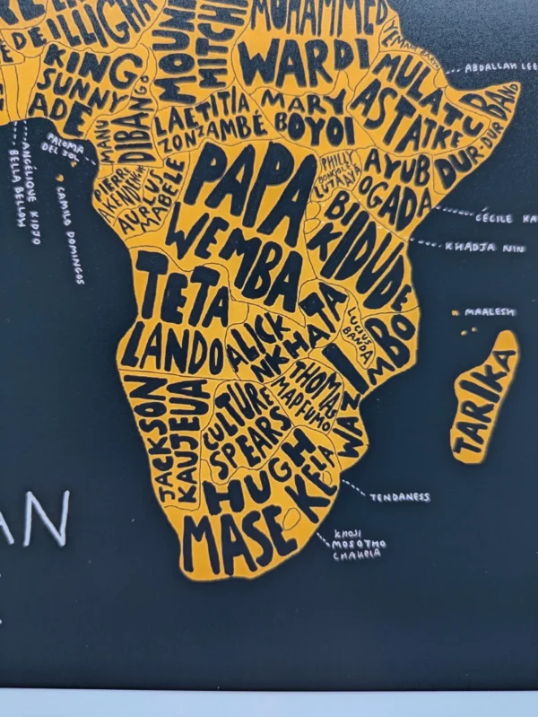 Africa music map  I  10in x 8in print - Image 4
