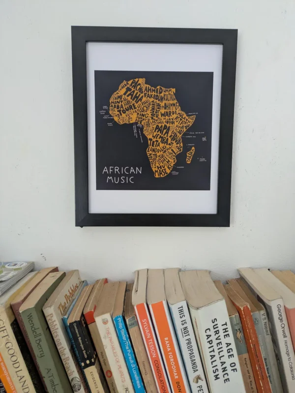 Africa music map  I  10in x 8in print - Image 3