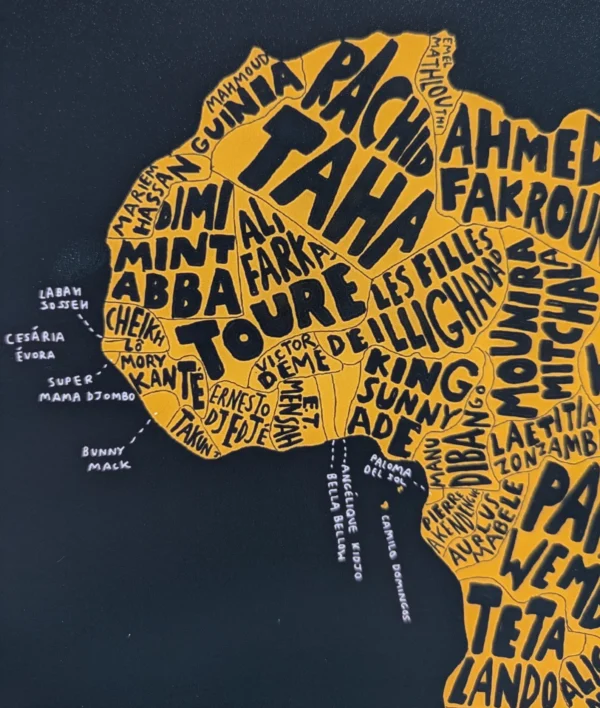 Africa music map  I  10in x 8in print - Image 2