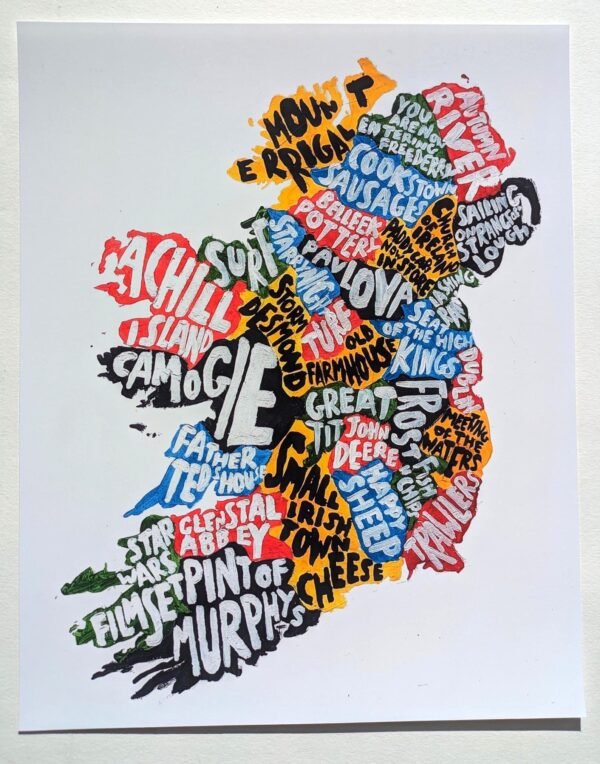 Ireland county map, colourful 10in x 8in print - Image 3