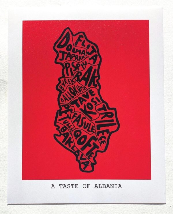 Albania map of traditional food  and drink, 8in x 10in map print - Image 4