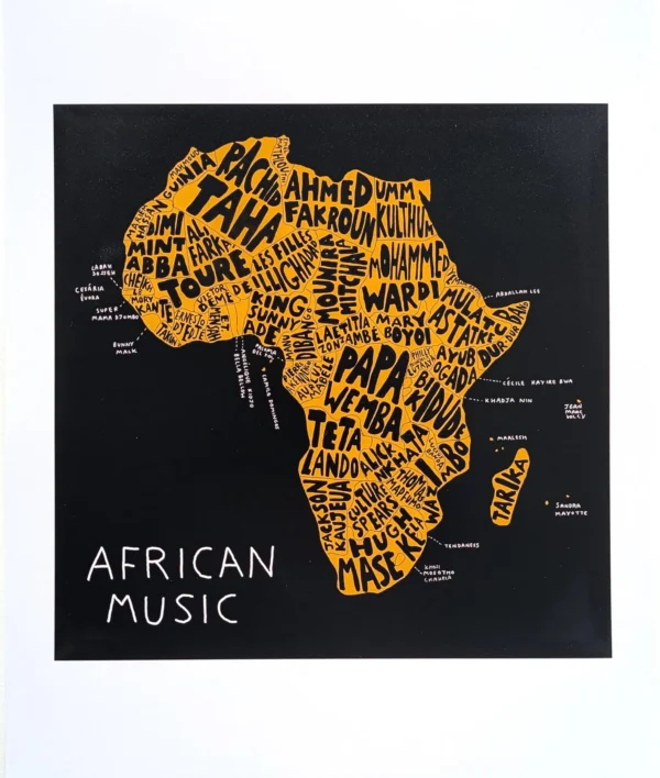 Africa music map  I  10in x 8in print - Image 5