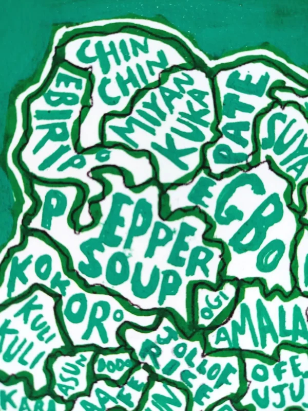Nigeria map of food, 10in x 8in print - Image 5