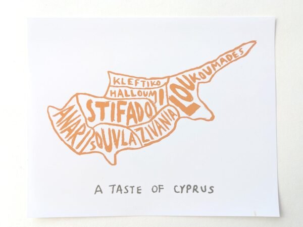 Map of Cyprus food, 10 x 8in print - Image 2