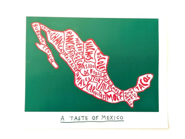 Mexico map of food, 10in x 8in print - Image 2