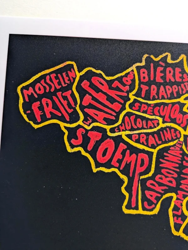 Belgium map, food version I  10in x 8in print - Image 2