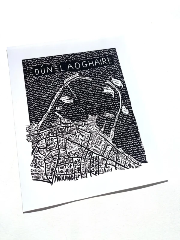 Dun Laoghaire map art, 8in x 10in print - Image 2