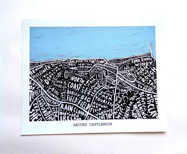 Castlerock map art, 10in x 8in print - Image 5