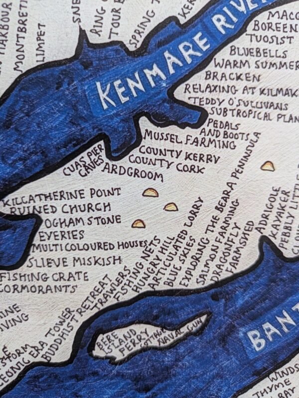 Beara peninsula map, 10in x 8in print - Image 4