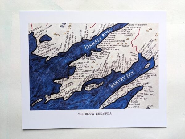 Beara peninsula map, 10in x 8in print - Image 2