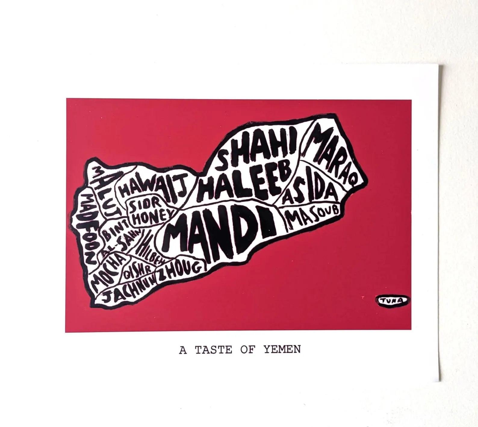 Map of Yemen food, 10 x 8 inch print - Image 6