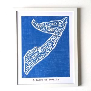 Somalia map of food, 8 x 10 inch print