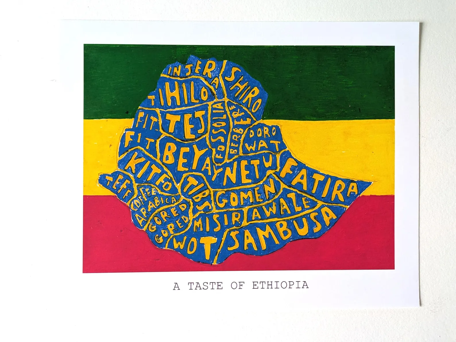 Map of Ethiopia food, 10 x 8 inch print - Image 5