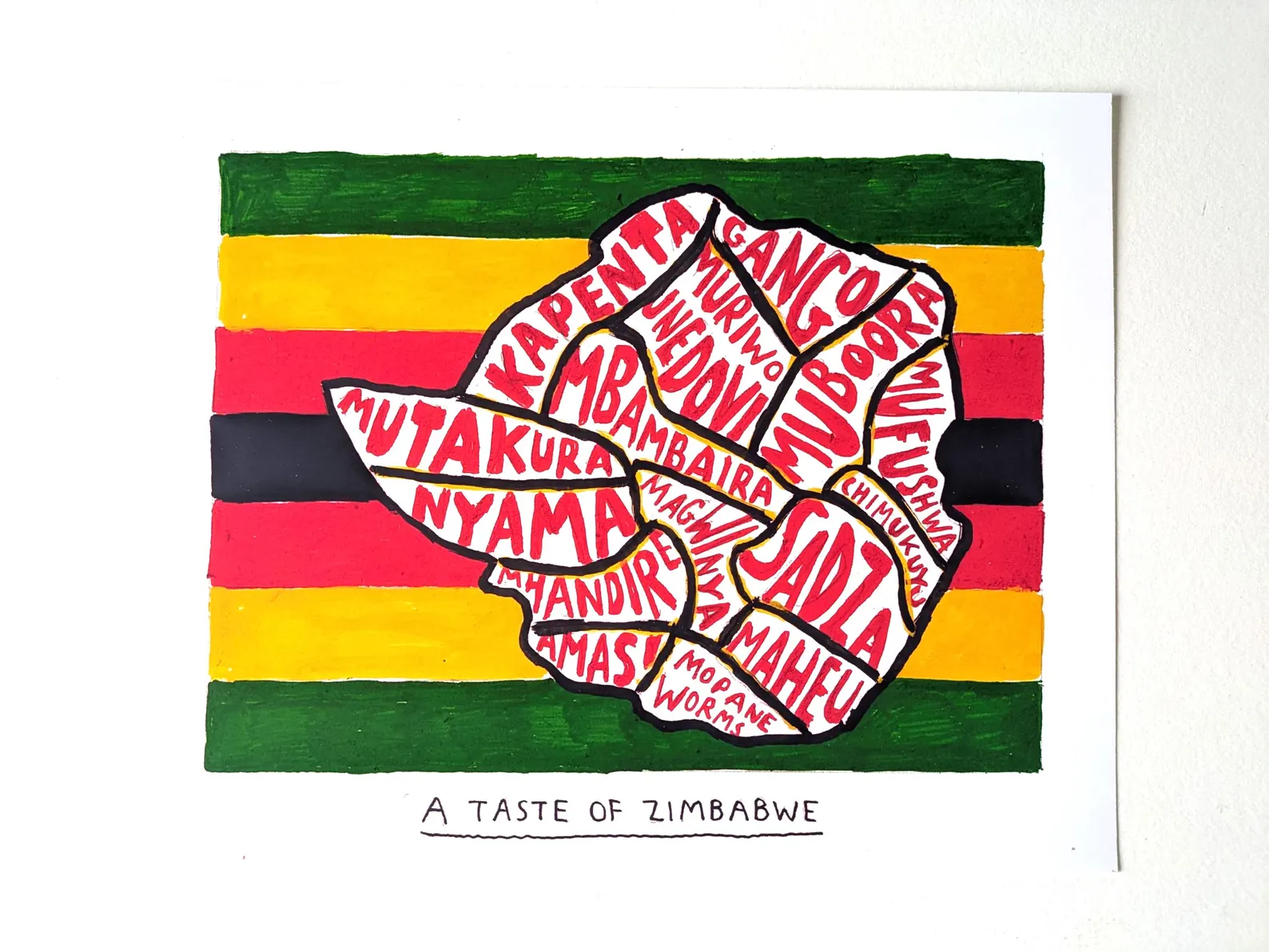 Map of Zimbabwe food, 10 x 8in print - Image 5