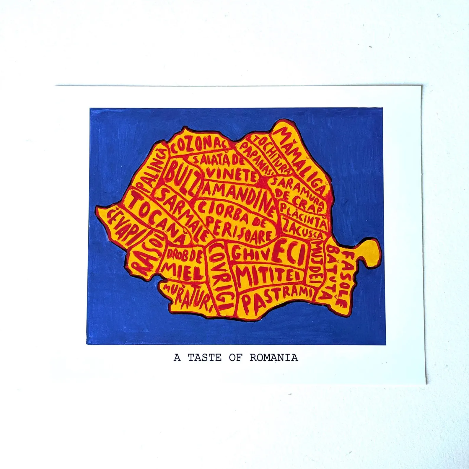 Romania map of food, 10 x 8 inch print - Image 5