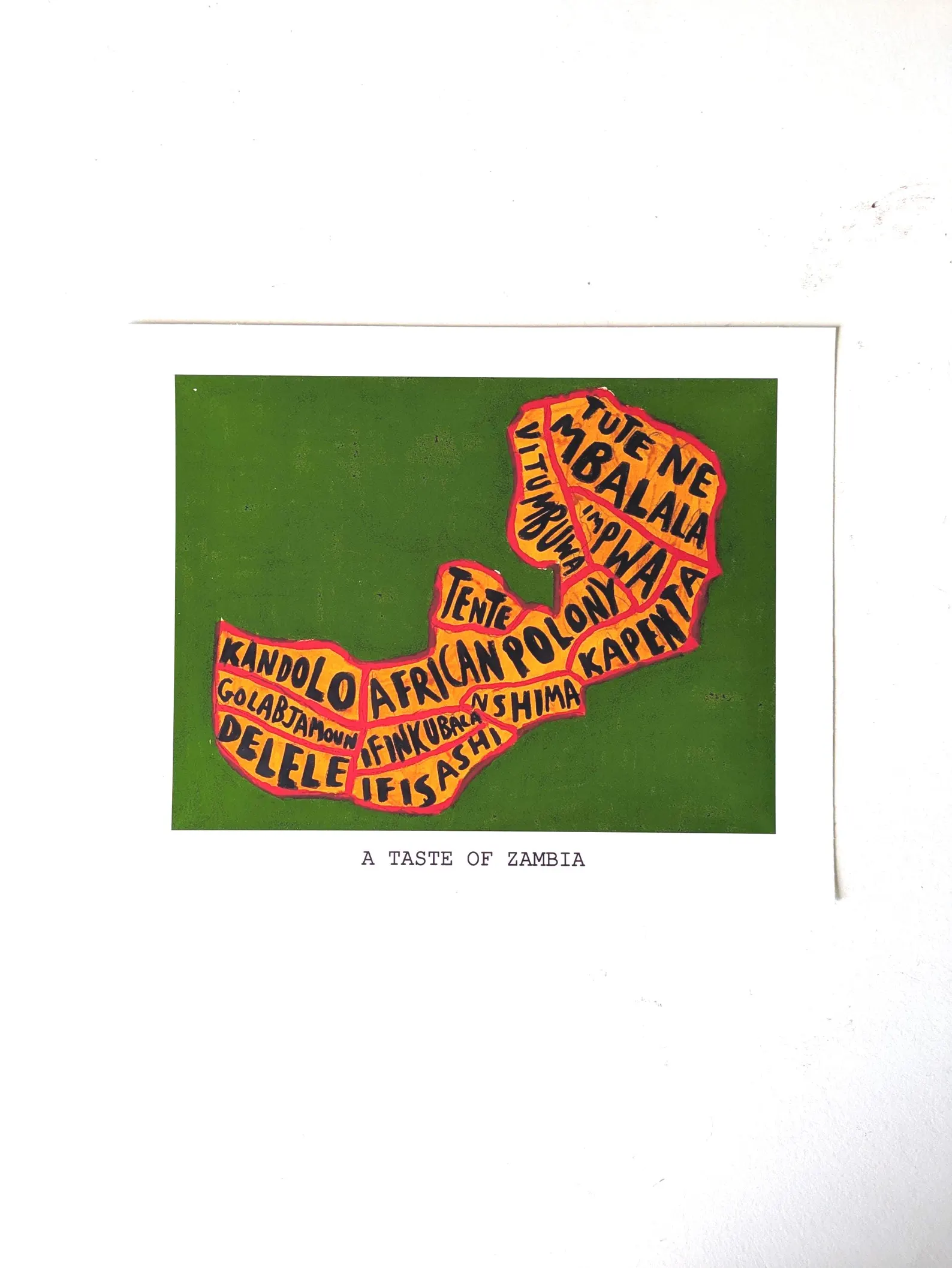 Zambia map of food,10 x 8 inch print - Image 6