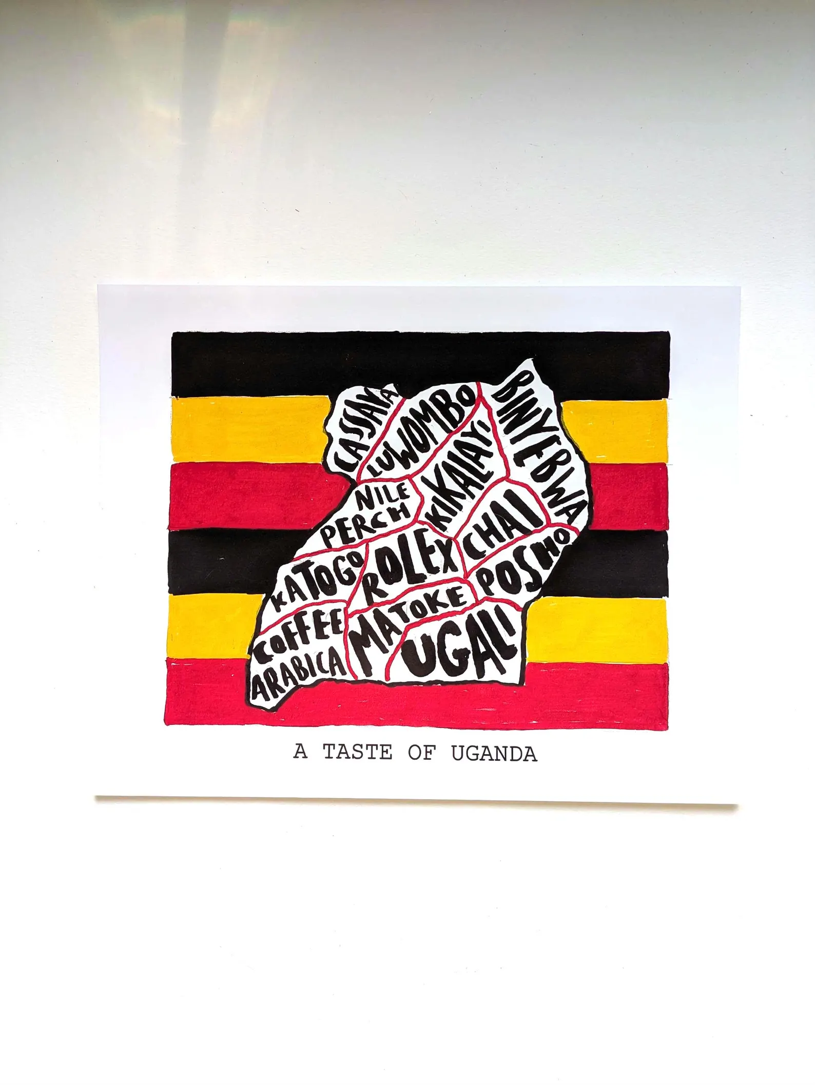 Uganda map of food, 10in x 8in print - Image 5
