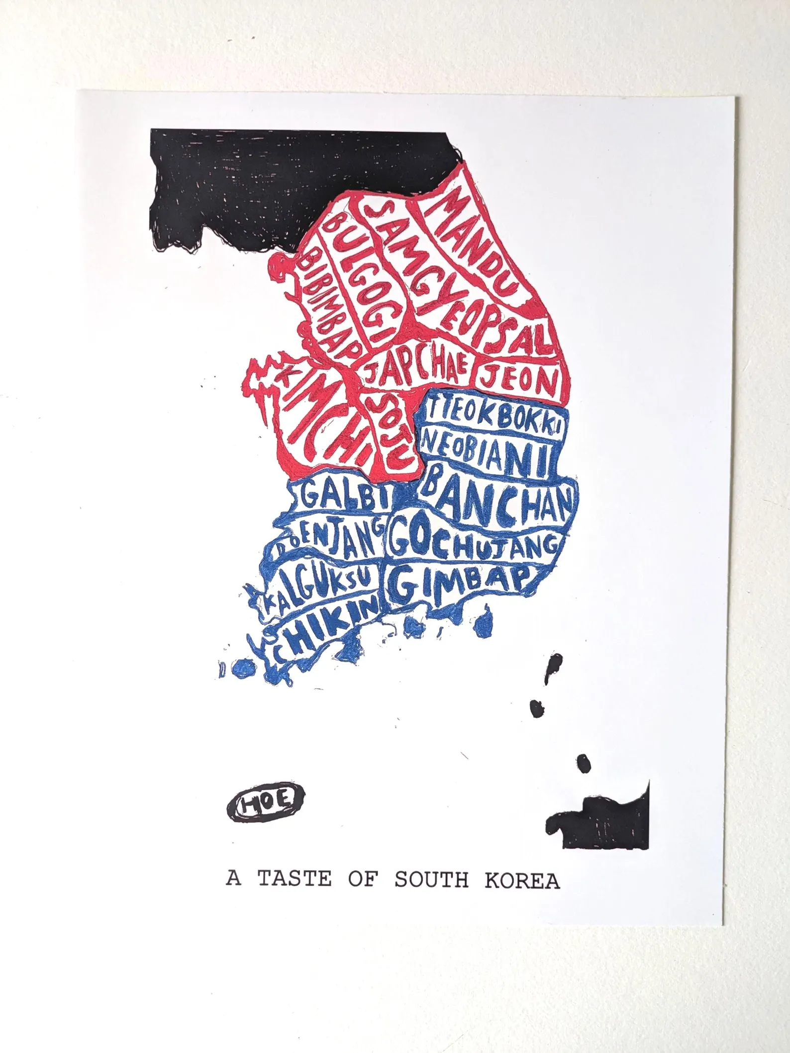 South Korea map of food, 8 x 10 inch print - Image 6