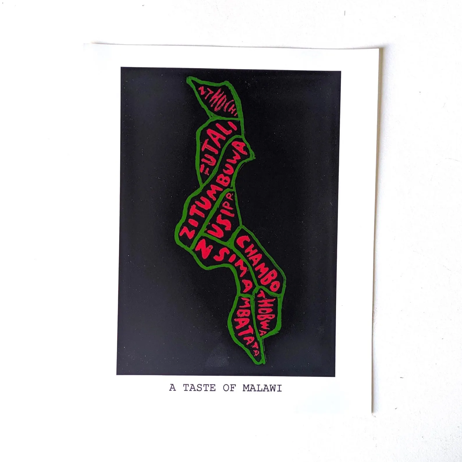 Map of Malawi food, 8 x 10 inch print - Image 2