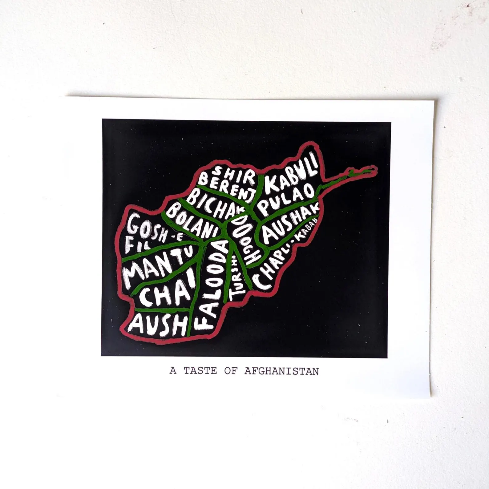 Map of Afghanistan food,10 x 8 inch print - Image 6