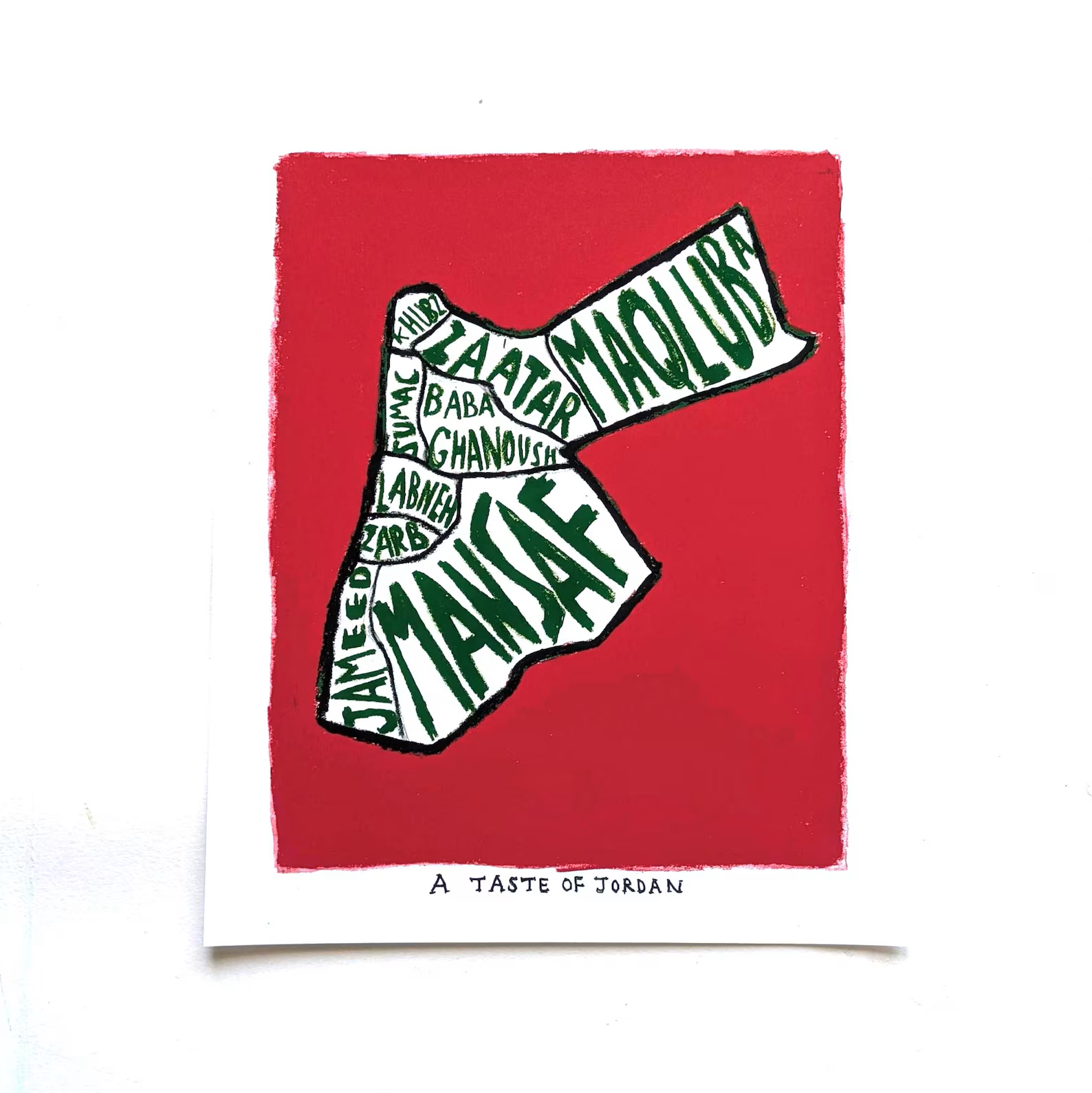 Map of Jordan food, 8 x 10 inch print - Image 2