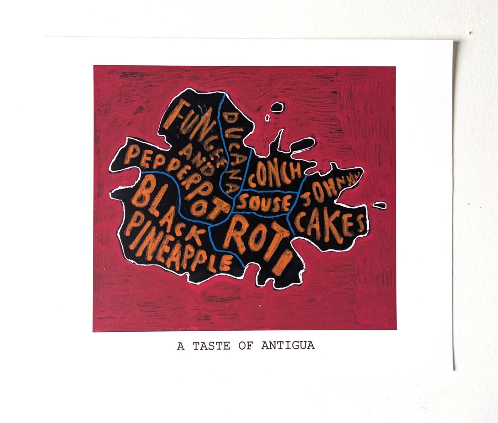 Map of Antigua food, 10in x 8in print - Image 5